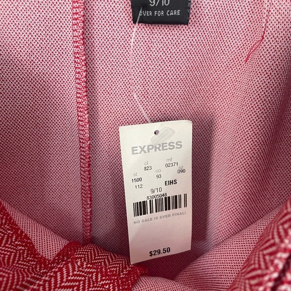 Express NEW Red Herringbone Pencil Mini Skirt Holiday Festive Size 9/10 NWT - Picture 6 of 12